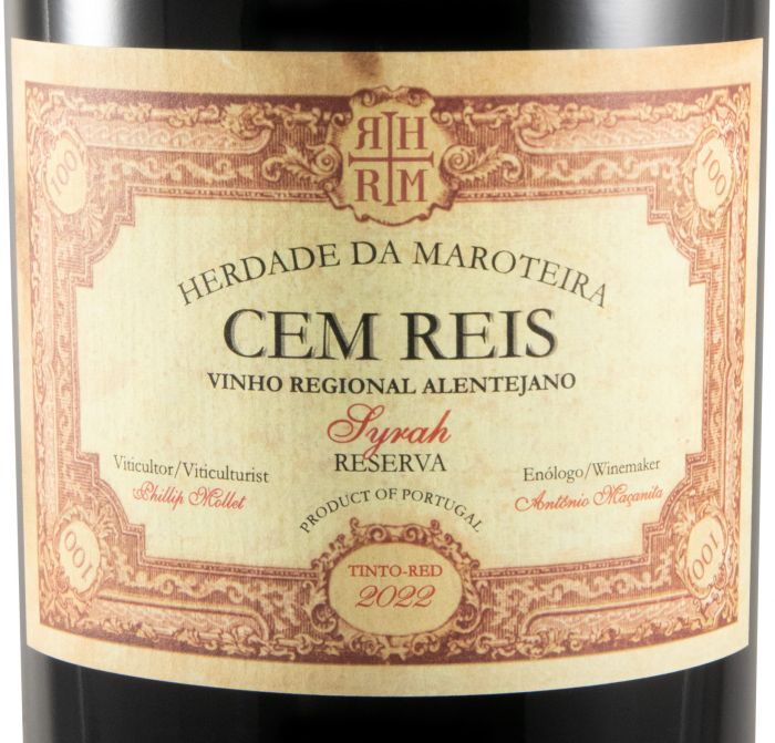 2022 Herdade da Maroteira Cem Reis Reserva Syrah tinto 1,5L
