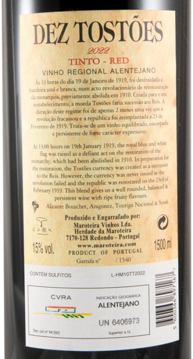 2022 Herdade da Maroteira Dez Tostões tinto 1,5L