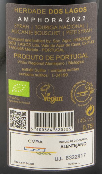 2022 Herdade dos Lagos HDL Amphora biológico tinto