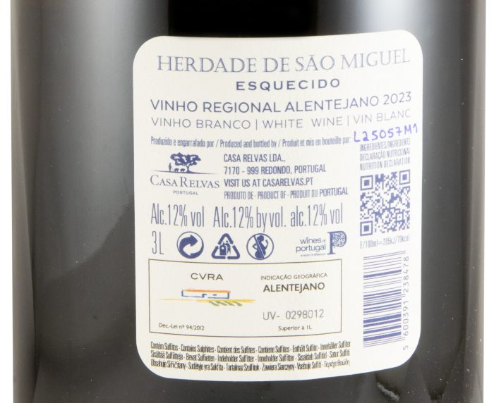 2023 Herdade de São Miguel Esquecido branco 3L
