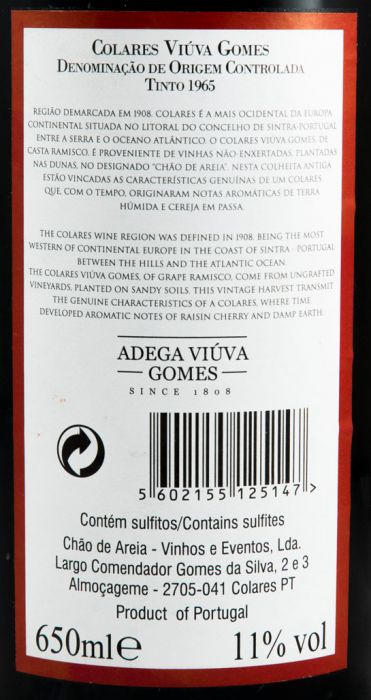 1965 Adega Viúva Gomes Collares red