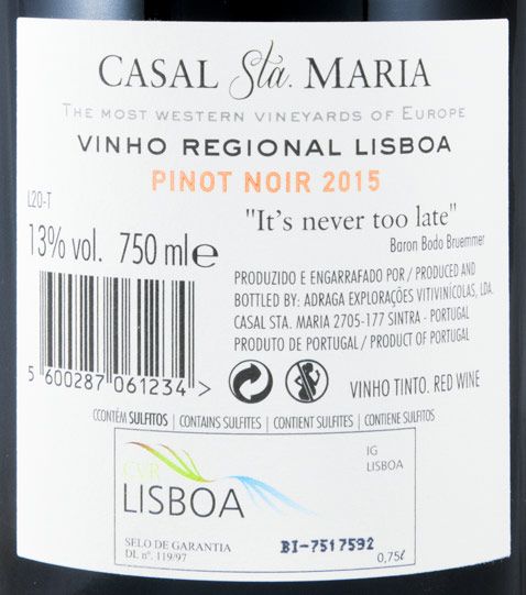 2015 Casal Sta. Maria Pinot Noir red