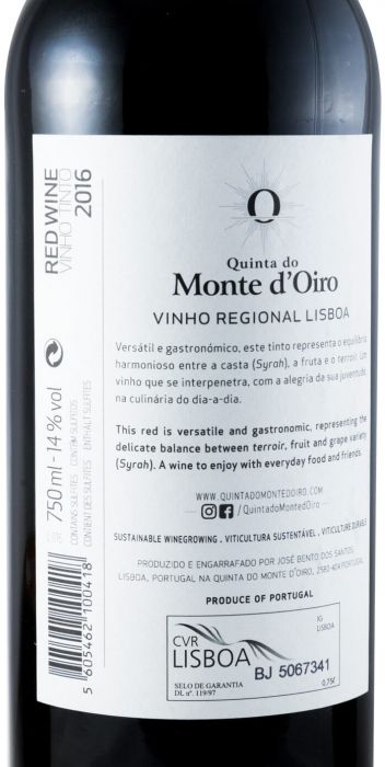 2016 Quinta de Monte D'Oiro red