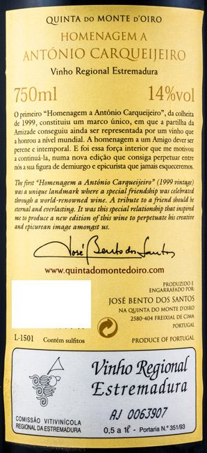 2001 Quinta do Monte d'Oiro Homenagem António Carqueijeiro red