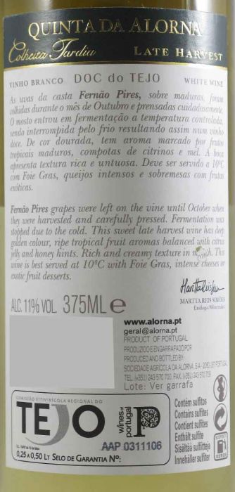 2012 Quinta da Alorna Late Harvest white 37.5cl