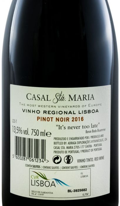 2016 Casal Sta. Maria Pinot Noir red