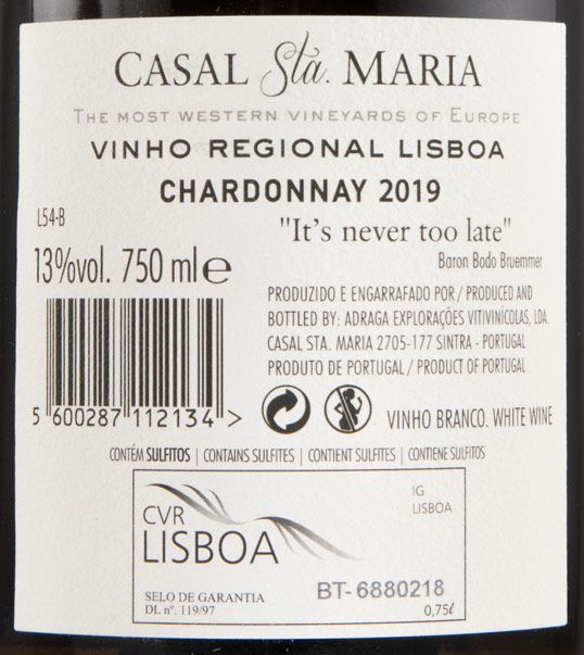 2019 Casal Sta. Maria Chardonnay white