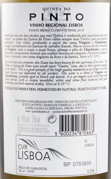 2018 Quinta do Pinto Viognier e Chardonnay branco