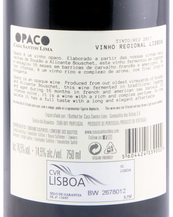 2017 Casa Santos Lima Opaco tinto