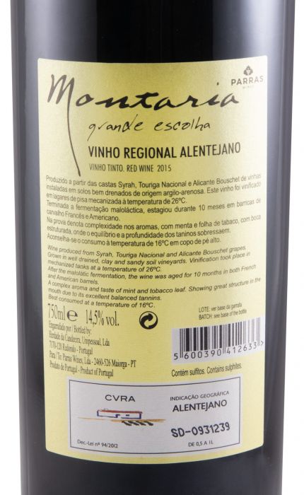 2015 Herdade da Candeeira Montaria Grande Escolha red