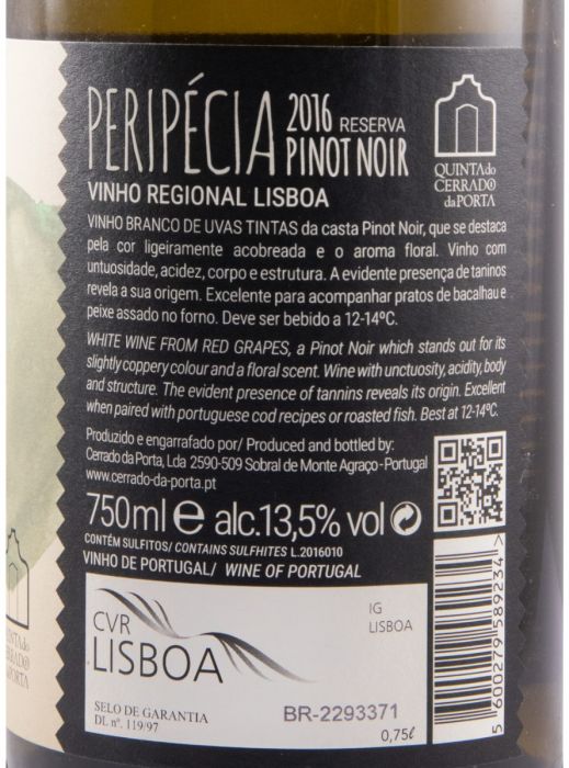 2016 Peripécia Reserva Blanc de Noir branco