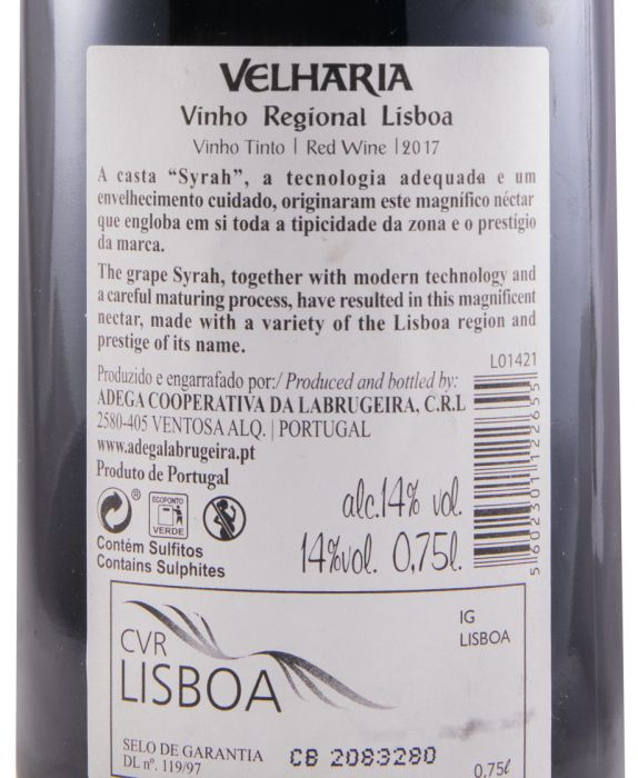 2017 ACL Velharia Syrah Reserva tinto