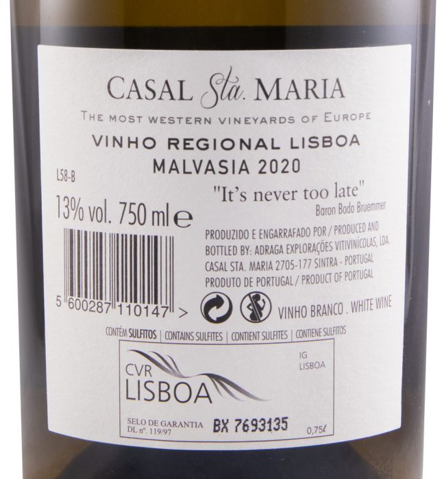 2020 Casal Sta. Maria Malvasia white