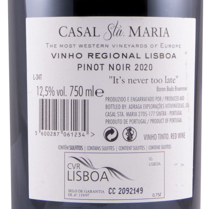 2020 Casal Sta. Maria Pinot Noir red