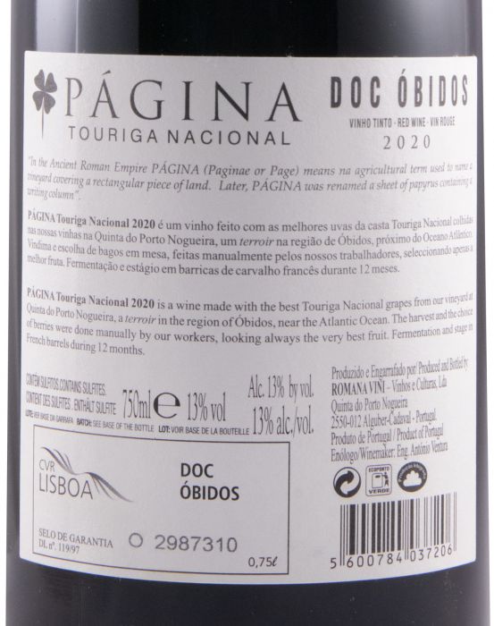 2020 Página Touriga Nacional tinto