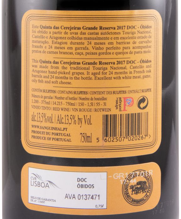 2017 Quinta das Cerejeiras Grande Reserva red