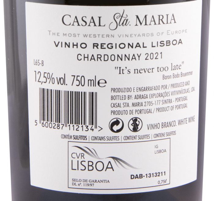 2021 Casal Sta. Maria Chardonnay branco