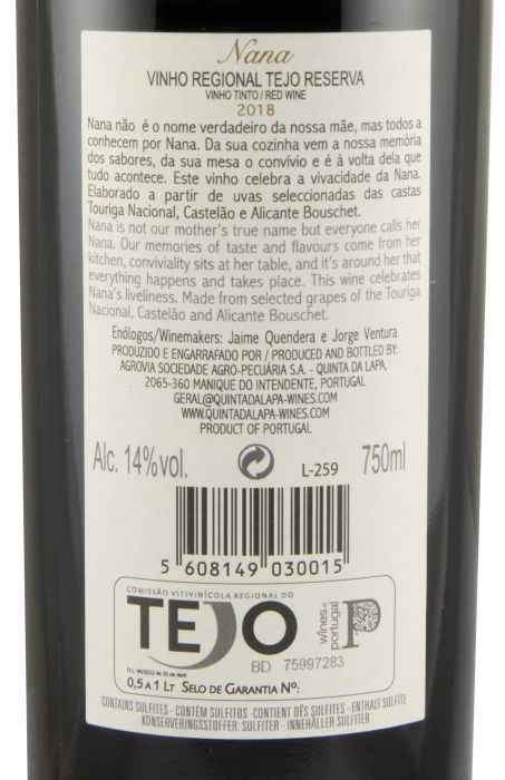 2018 Quinta da Lapa Nana Reserva red