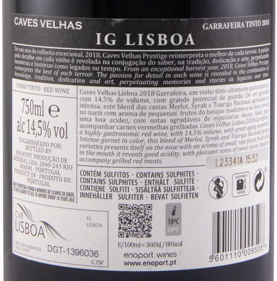 2018 Caves Velhas Garrafeira Lisboa red