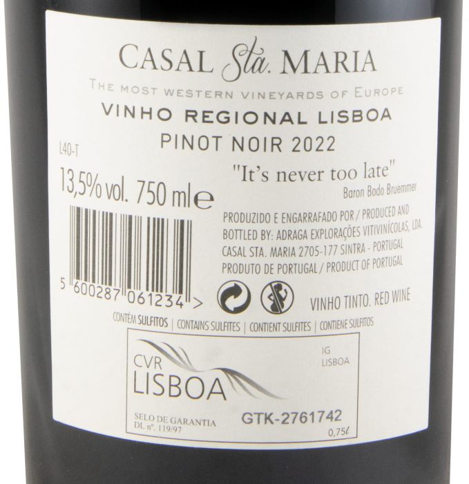 2022 Casal Sta. Maria Pinot Noir tinto