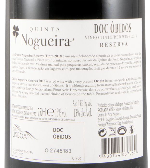 2018 Quinta Nogueira Reserva red
