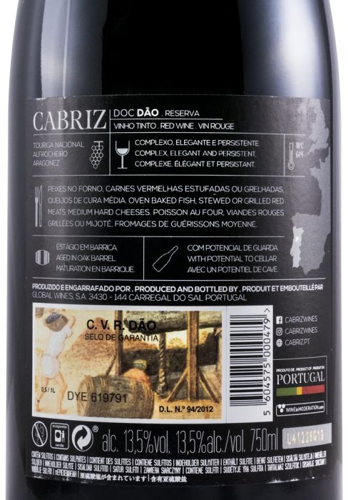 2015 Cabriz Reserva tinto