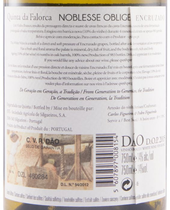 2015 Quinta da Falorca Noblesse Oblige Encruzado white