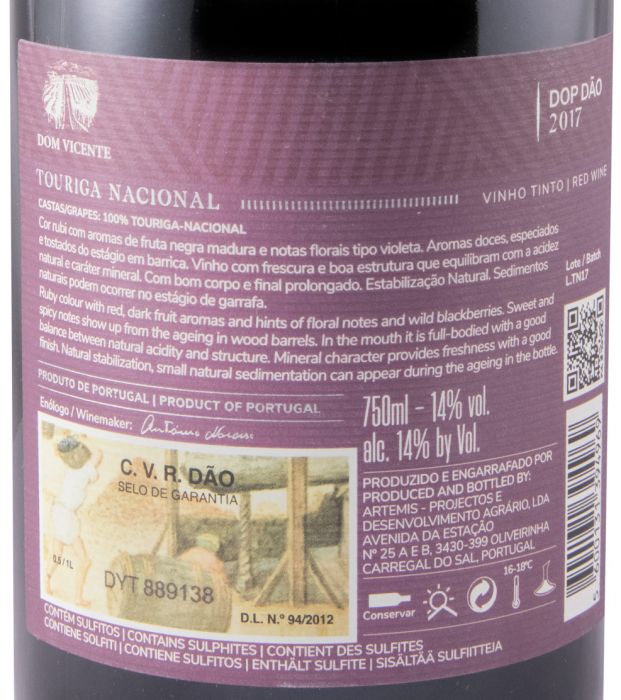 2017 Dom Vicente Touriga Nacional red