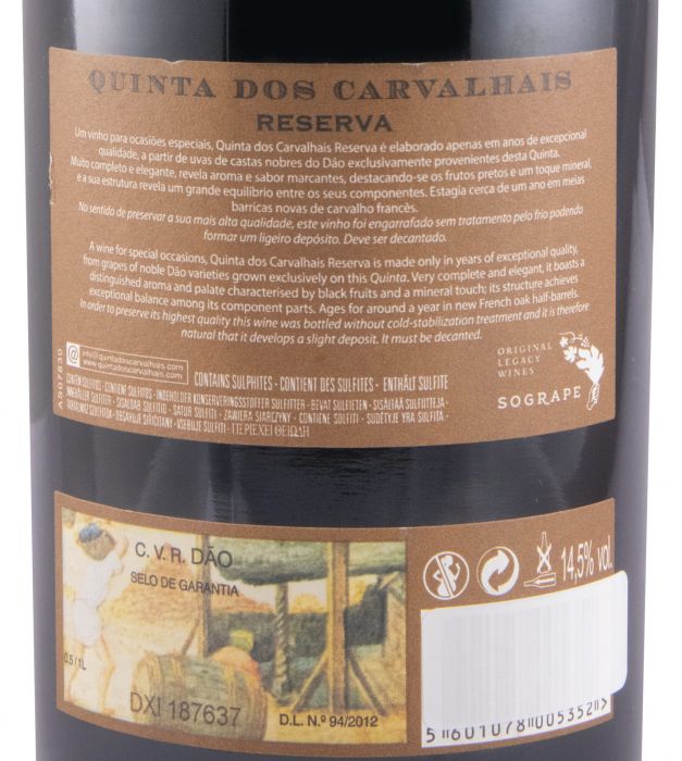 2015 Quinta dos Carvalhais Reserva red