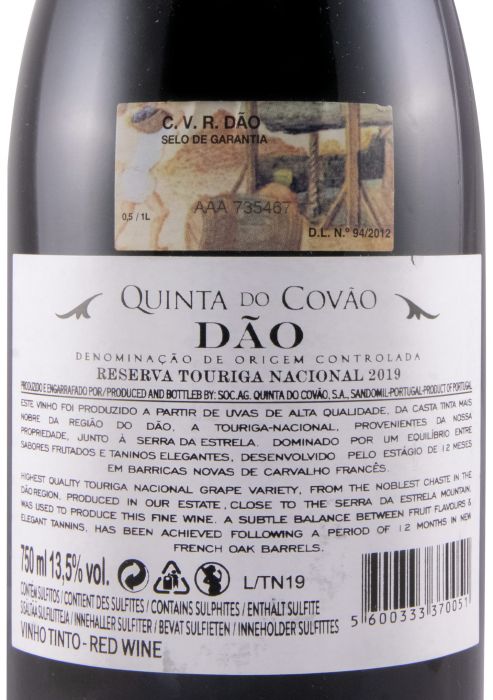 2019 Quinta do Covão Touriga Nacional Reserva tinto