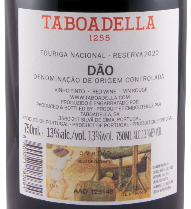 2020 Taboadella Touriga Nacional Reserva red