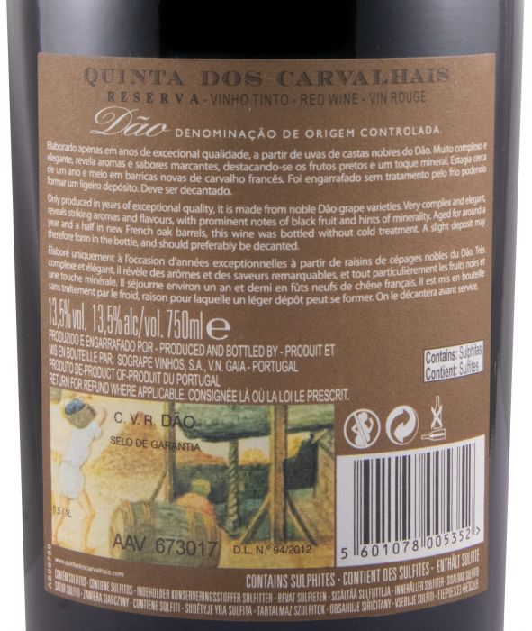 2019 Quinta dos Carvalhais Reserva red