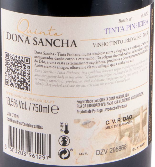 2019 Quinta Dona Sancha Tinta Pinheira tinto