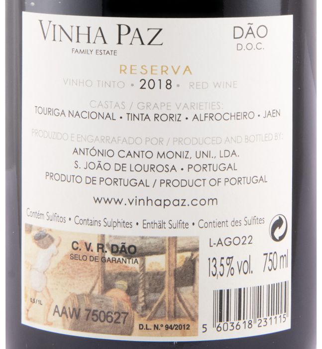 2018 Vinha Paz Reserva red