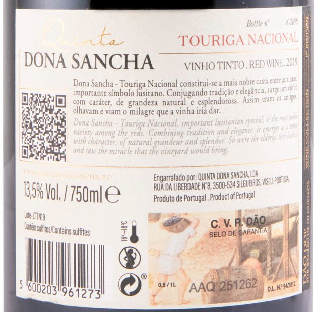 2019 Quinta Dona Sancha Touriga Nacional red