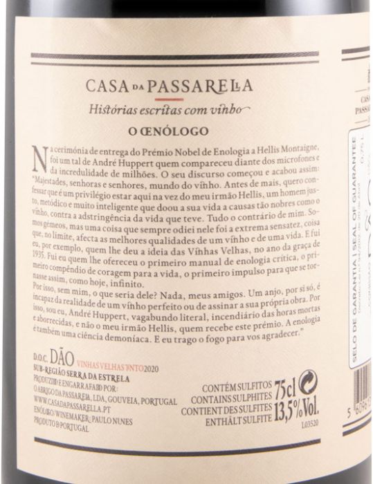 2020 Casa da Passarella O Oenólogo Vinhas Velhas tinto