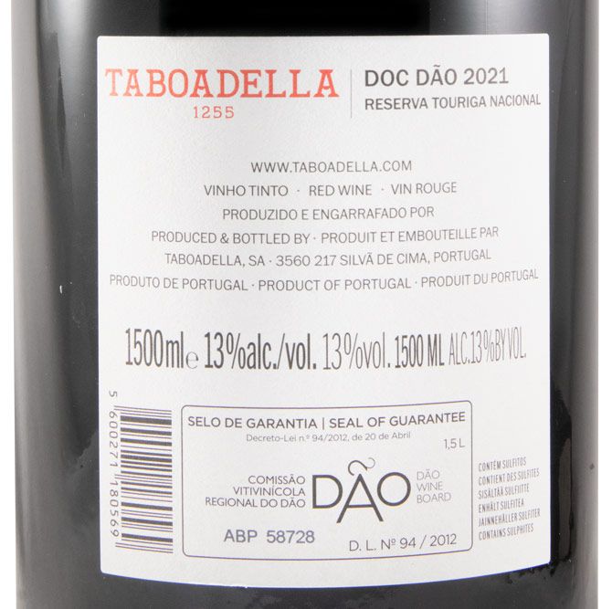 2021 Taboadella Touriga Nacional Reserva tinto 1,5L