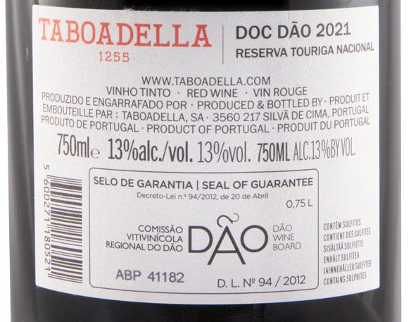 2021 Taboadella Touriga Nacional Reserva tinto