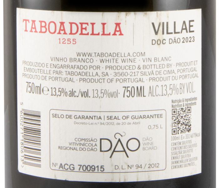 2023 Taboadella Villae branco