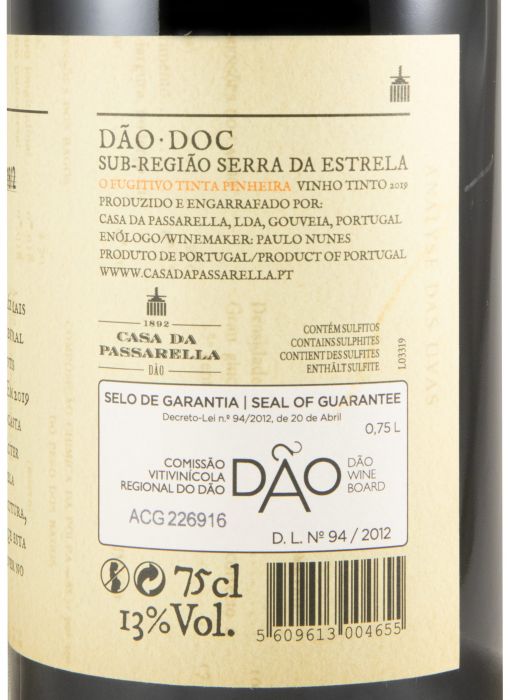 2019 Casa da Passarella O Fugitivo Tinta Pinheira tinto