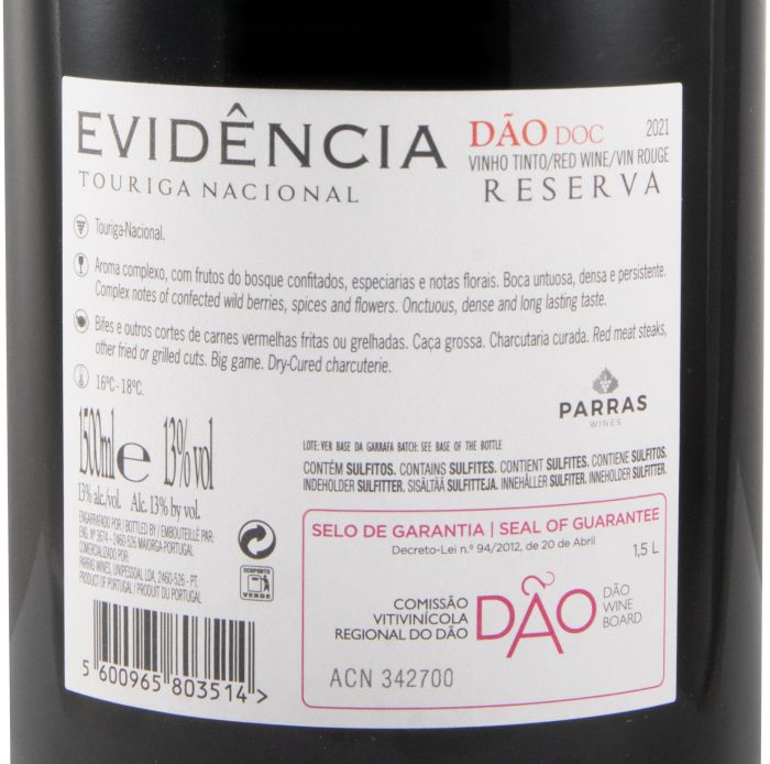 2021 Evidência Touriga Nacional Reserva tinto 1,5L