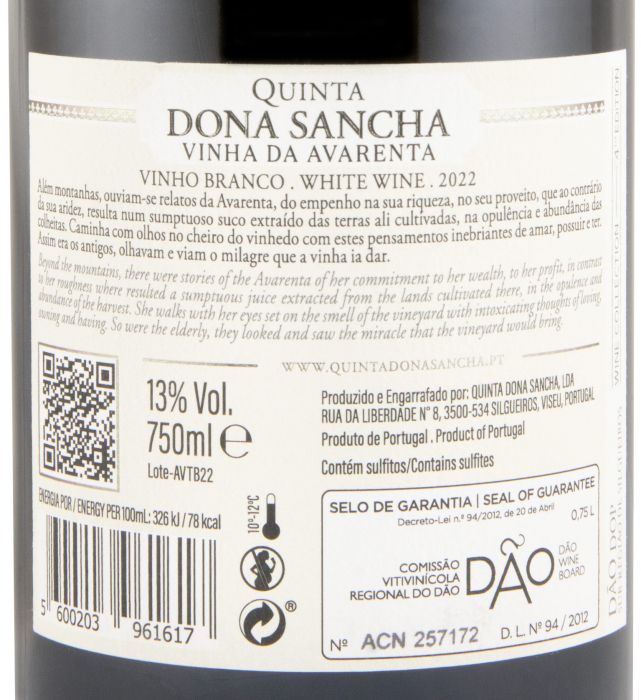 2022 Dona Sancha Vinha da Avarenta branco