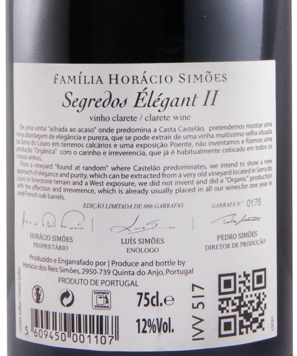 2020 Clarete Horácio Simões Segredos Élégant II red