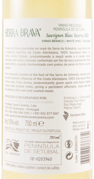 2020 Serra Brava Sauvignon Blanc Reserva branco