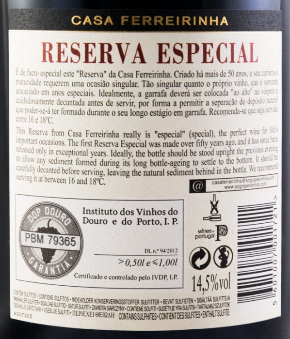 2009 Casa Ferreirinha Reserva Especial red