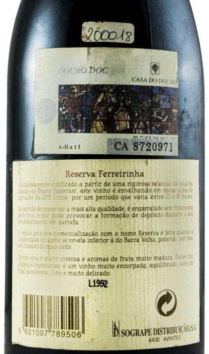 1992 Casa Ferreirinha Reserva Especial red