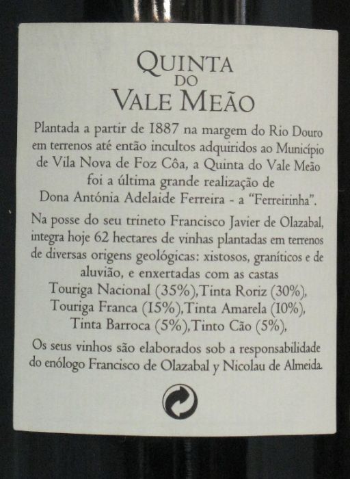 1999 Quinta do Vale Meão red 1.5L