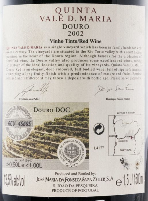 2002 Quinta Vale D. Maria Vinha tinto 1,5L