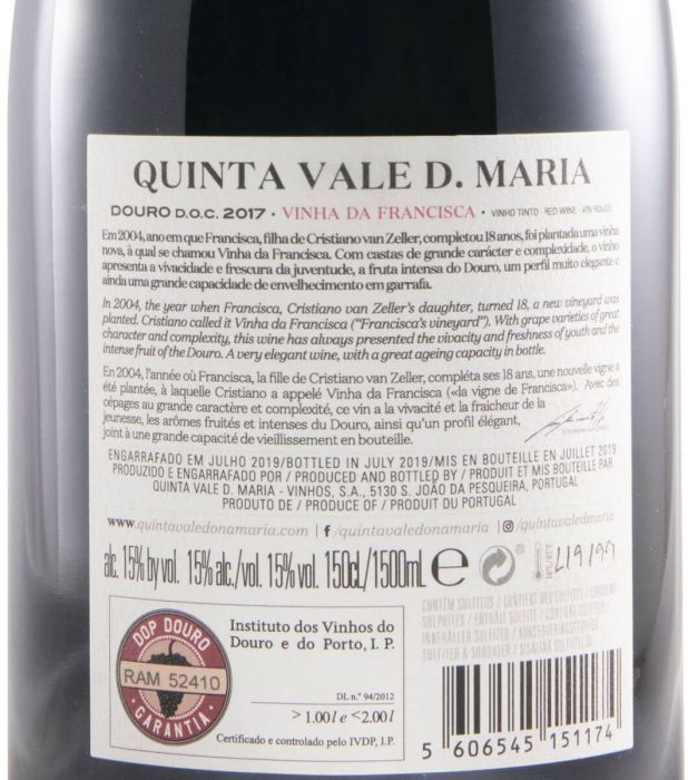 2017 Quinta Vale D. Maria Vinha da Francisca tinto 1,5L
