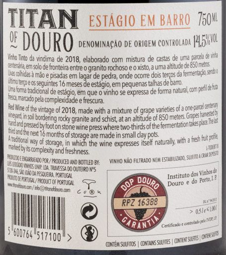 2018 Titan of Douro Estágio em Barro tinto